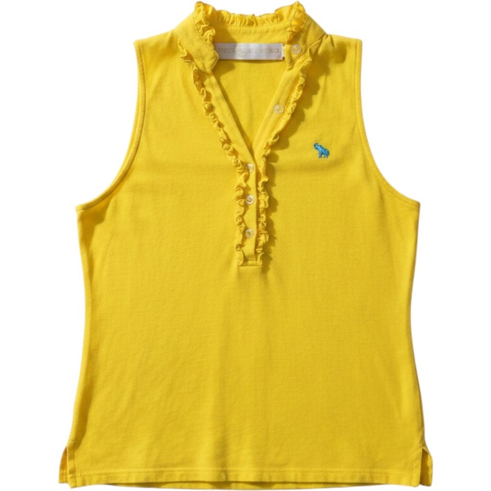 Tracy Negoshian "Jennie"‎ Sleeveless Halter Ruffle Polo in bright yellow size S